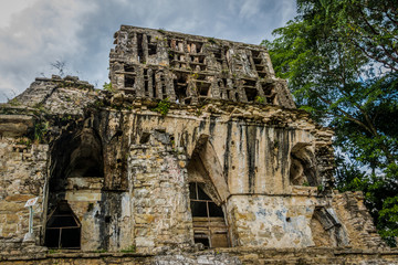 Detail of Temple of the Cross at mayan ruins of Palenque - Chiapas, Mexico