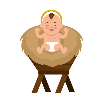 jesus baby manger character vector illustration design