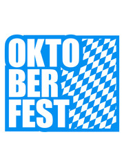 Fun octoberfest text flag blue white pattern party celebrate design cool