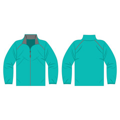 Turquoise autumn, spring jacket isolated vector front and back for promotion advertising