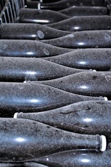 bottles of wine  in a cellar, Campania, Italy 
