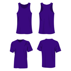 violet sport top and t-shirt isolated vector set