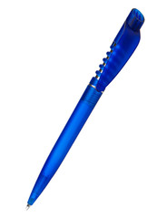 blue ballpoint pen isolated on a white background