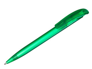 green ballpoint pen isolated on a white background