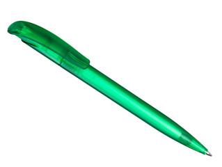 green ballpoint pen isolated on a white background