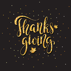 Card for thanksgiving day in glitter.