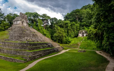 Foto auf Alu-Dibond Temples of the Cross Group at mayan ruins of Palenque - Chiapas, Mexico © diegograndi