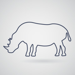 Silhouette of rhino on a light gray background. Under rhino gray