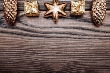 Christmas decoration on dark wooden board