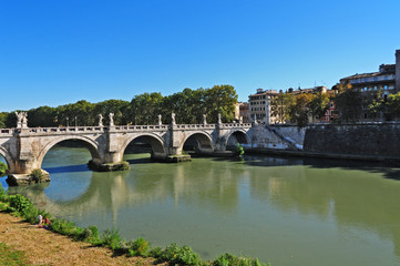 Fototapeta premium Roma, il Tevere a Castel Sant'Angelo