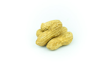 Dried peanuts isolated on white