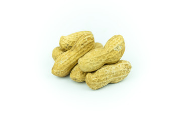 Dried peanuts isolated on white