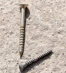 screw on the ground. macro