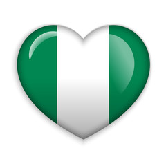 Love Nigeria. Flag Heart Glossy Button