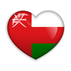 Love Oman. Flag Heart Glossy Button