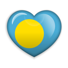 Love Palau. Flag Heart Glossy Button