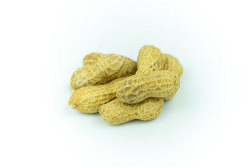 Dried peanuts isolated on white