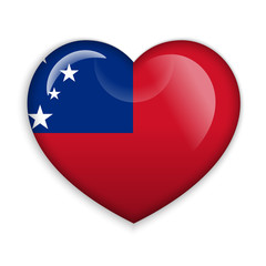 Love Samoa . Flag Heart Glossy Button