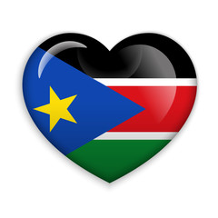 Love South Sudan. Flag Heart Glossy Button