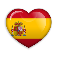 Love Spain. Flag Heart Glossy Button