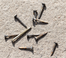 screw on the ground. macro