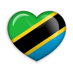 Love Tanzania. Flag Heart Glossy Button