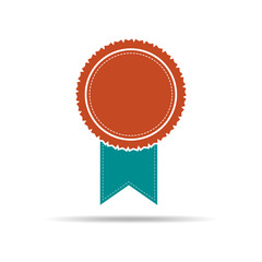 Colored medal icon with ribbon. Vector illustration.