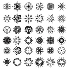 Set of Different Tribal Rosettes Tattoo Design Isolated on White Background. Polynesian Design