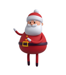 3d render, digital illustration, Santa Claus cartoon character, Christmas toy isolated on white background
