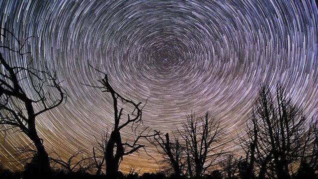 Polaris Star Trails Galaxy Night Timelapse