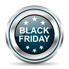 Black friday sale silver metallic vector icon 
