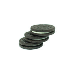 Chocolate cookies with creme filing isolated on white..