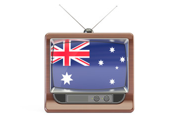 TV with flag of Australia. Australian Television concept, 3D ren