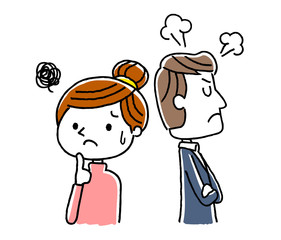 カップル、夫婦：夫の機嫌が悪い
