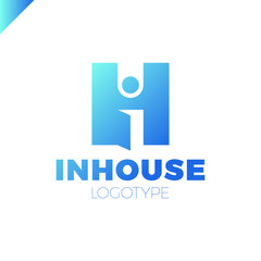 Letter I and H monogram logo. Interior design abbreviation ligature sign. Open door concept.