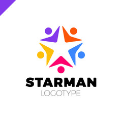 Five People Star Logo Design Template