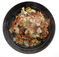 Chinese food. Hot pork with vegetables
