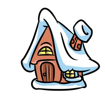 House snow cartoon illustration isolated image
