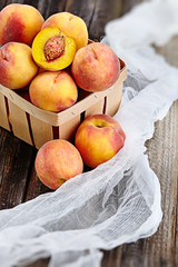 peach on wooden background