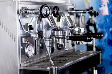 closeup of a professional coffee machine Bar