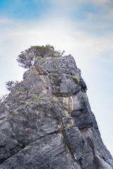 reef of the coast and blue sky