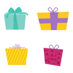 Gift box vector icon isolated set