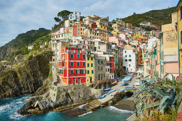 Scenic view of Riomaggiore, Cinque Terre, Liguria, Italy