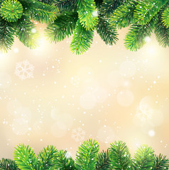 Fototapeta na wymiar Christmas background with fir border. Vector illustration. 