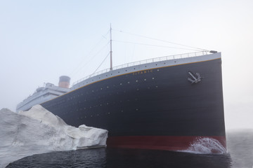 Titanic ship with iceberg - obrazy, fototapety, plakaty