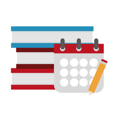 Obraz premium Books calendar and pencil icon. Education literature read and library theme. Isolated design. Vector illustration