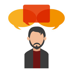 Bubble and avatar man icon. Communication message discussion and conversation theme. Isolated design. Vector illustration