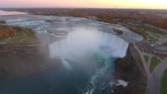 Aerial video of Niagara Falls New York