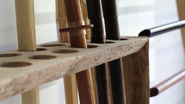 Wooden swords for trainings in martial arts school