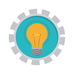 image with bulb light in toothed circle vector illustration